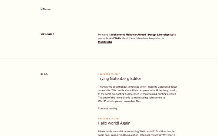 munwr homepage in 2018